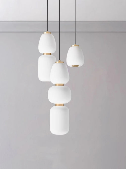 lustre led en verre design minimaliste japonais créatif et artistique - vue 6 sur 12