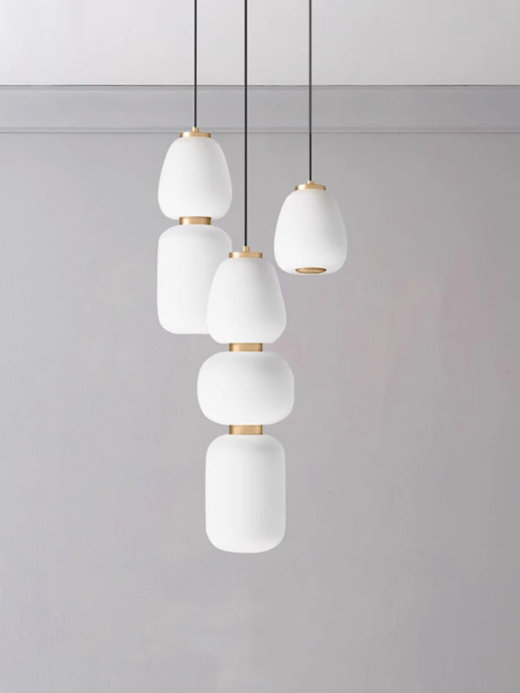 lustre led en verre design minimaliste japonais créatif et artistique - vue 5 sur 12