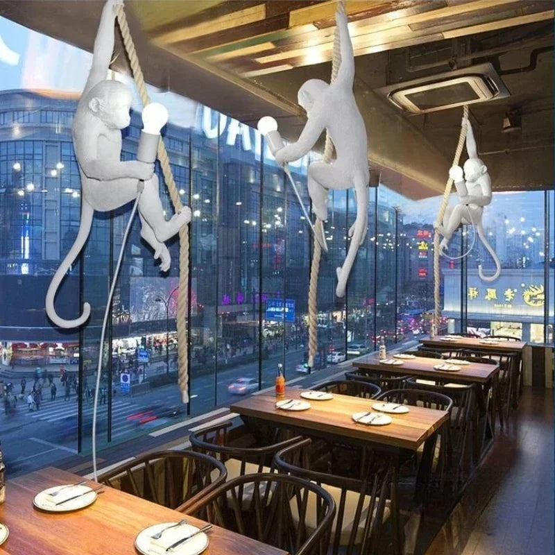lustre rétro créatif en forme de singe pour cafés et restaurants - vue 6 sur 18