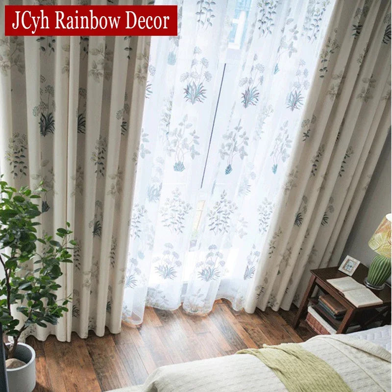 Rideau moderne motif feuilles pour salon chambre - vue 4 sur 7