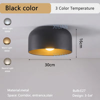 Lampes de plafond noires blanches modernes LED E27 plafonnier d'entrée pour balcon allée hôtel couloir éclairage lampes en fer en métal 220 V