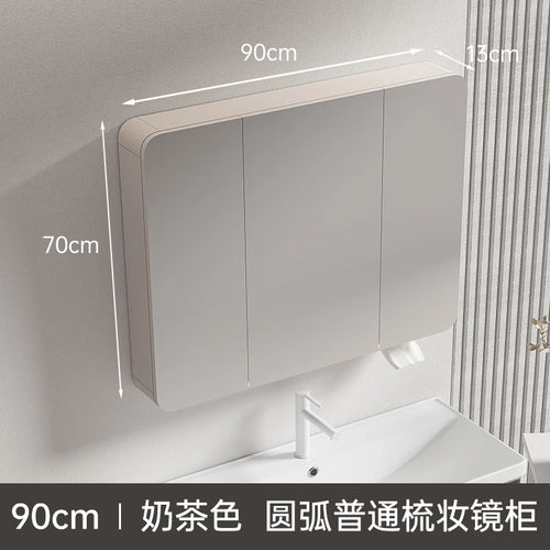 armoire circulaire en aluminium avec miroir éclairage intelligent et rangement - vue 24 sur 32