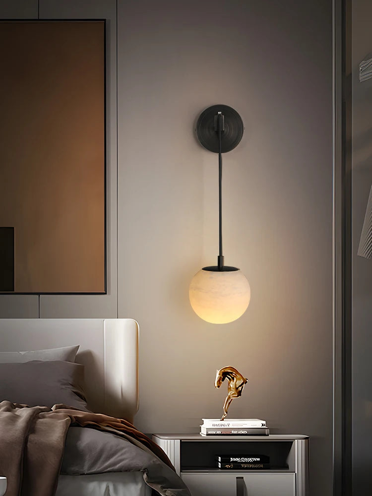lampe de chevet moderne en cuivre et marbre naturel