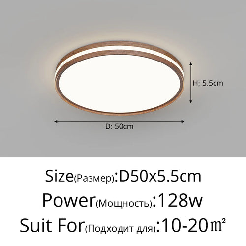 Minimalist nordic wooden ceiling light with modern LED lighting - vue 11 sur 12