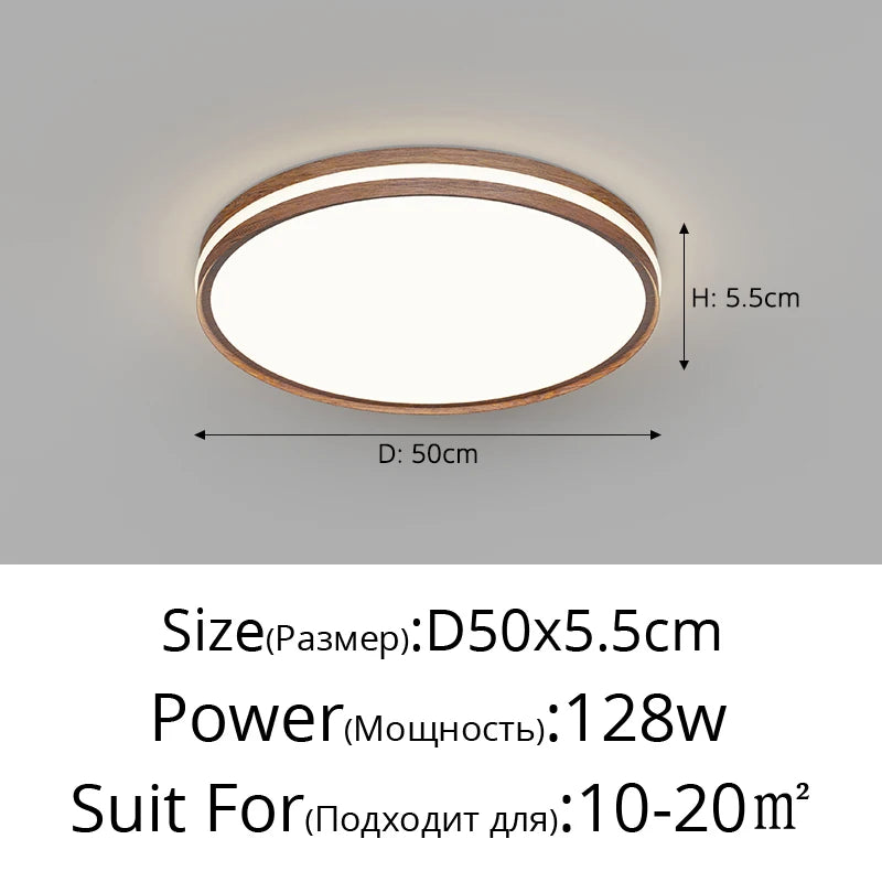 Minimalist nordic wooden ceiling light with modern LED lighting - vue 11 sur 12