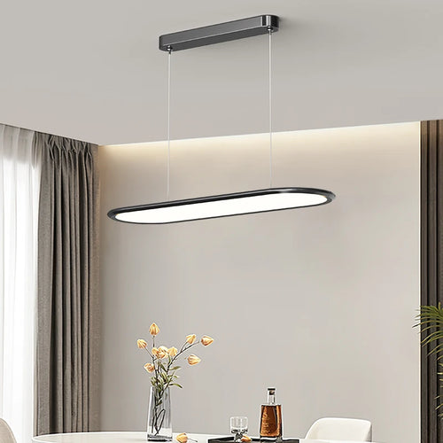 Modern minimalist decorative LED rounded rectangular chandelier - vue 3 sur 14