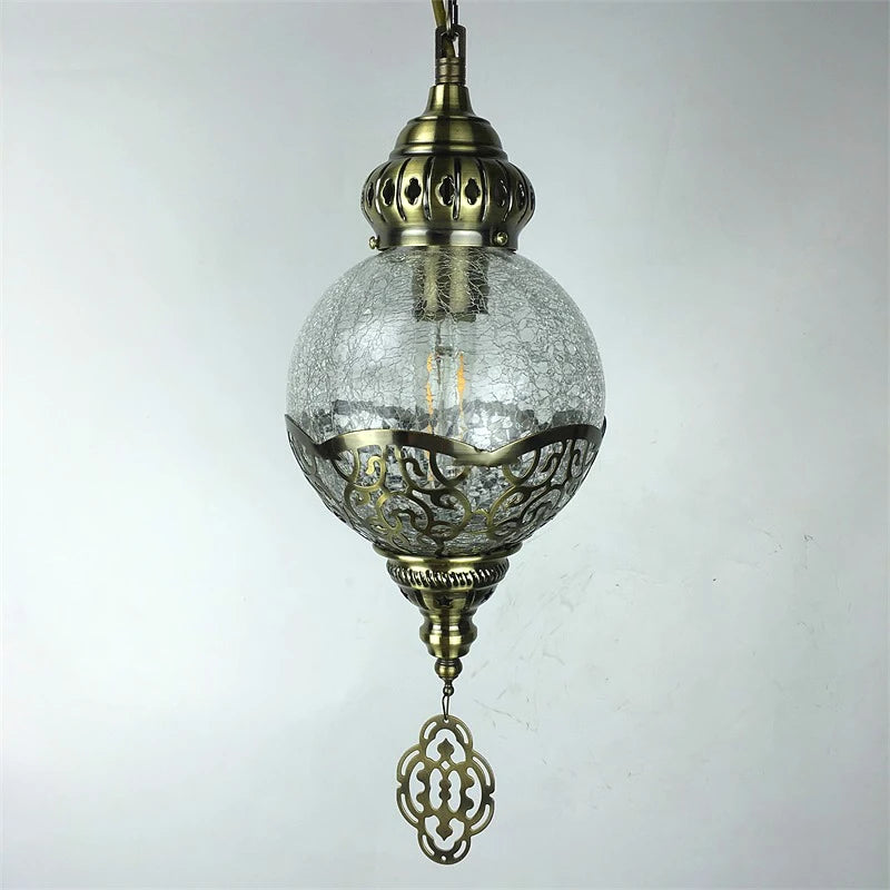suspension vintage bohème en verre craquelé fait main - vue 5 sur 9