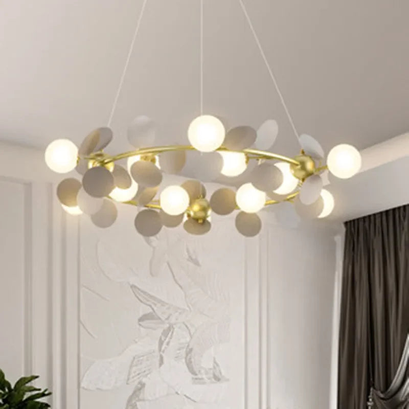 lustre moderne en verre design raisin doré luminaires suspendus - vue 5 sur 18