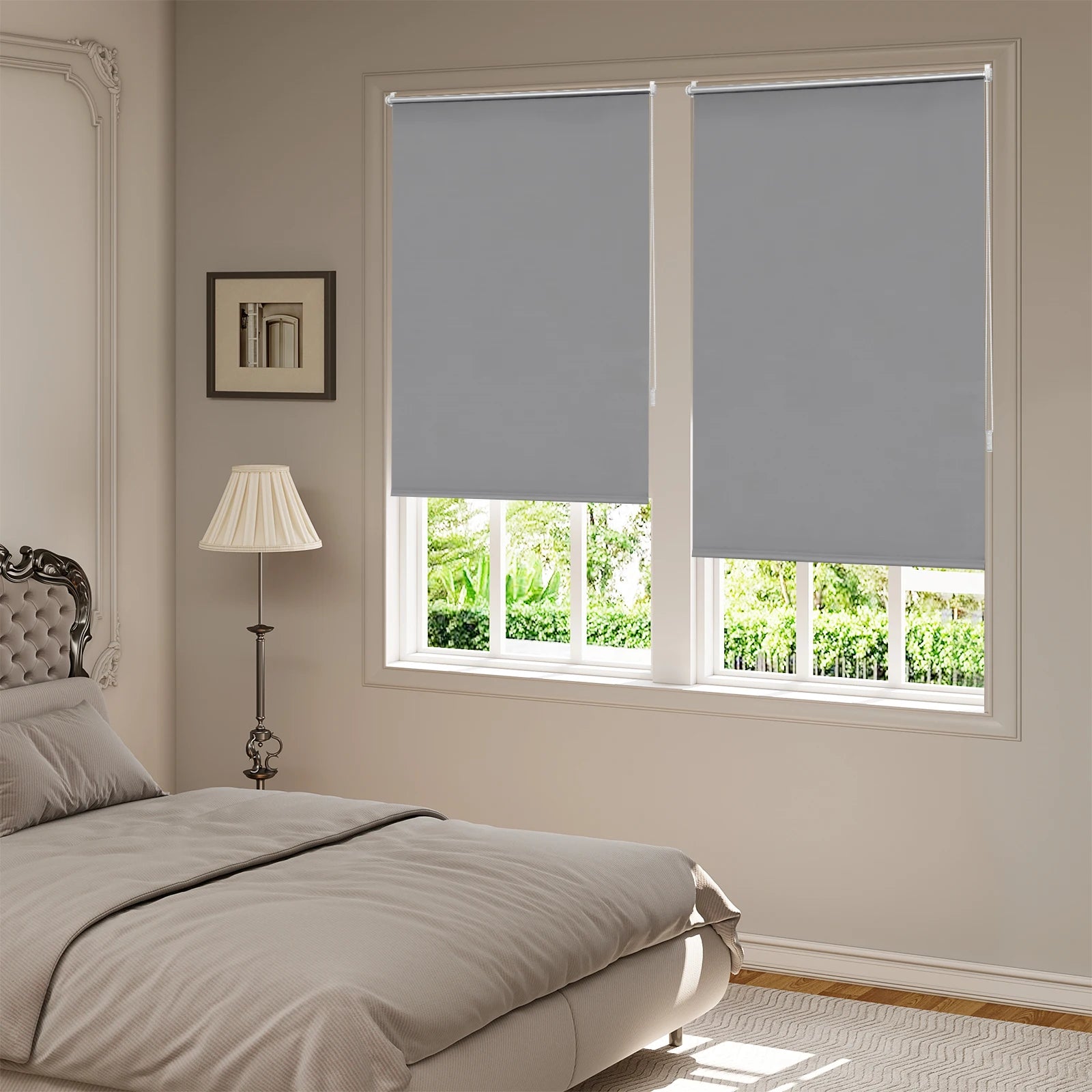 Store enrouleur occultant sans perçage pour fenêtre chambre - vue 3 sur 9