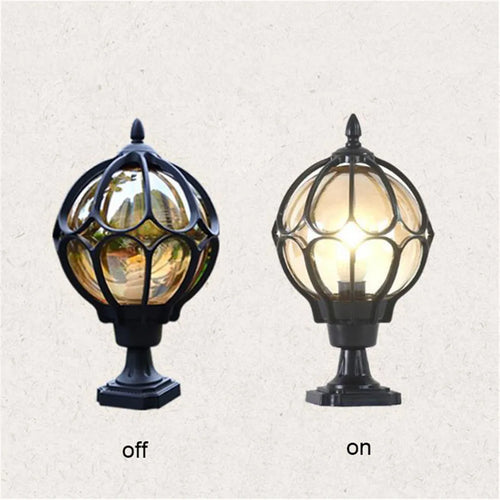 Waterproof Outdoor Pillar Lamp,Vintage Wall Post Light,Retro Garden Landscape Lamp,Villa led Outdoor Garden Lamp Glass Lampshade - vue 4 sur 9