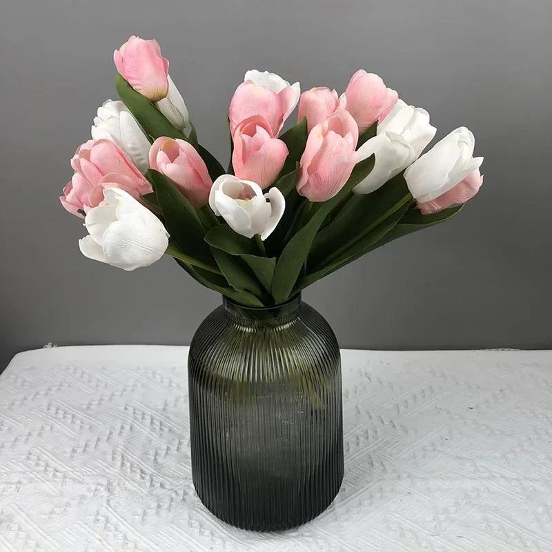 Set of 5 artificial tulips for realistic decoration - vue 6 sur 11