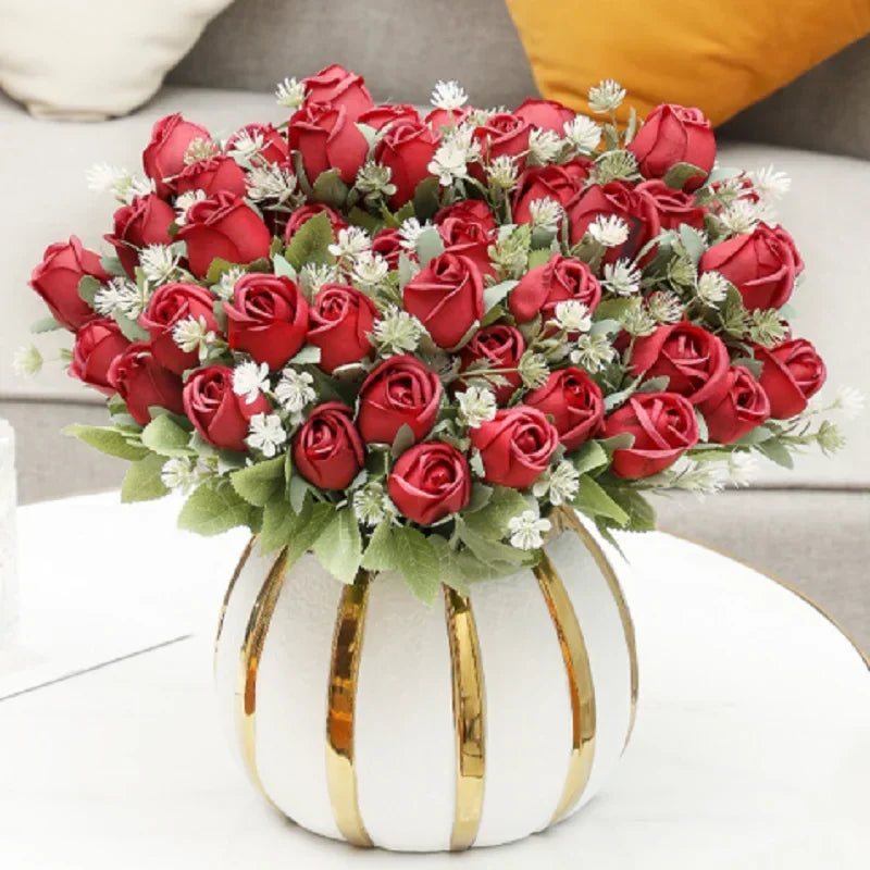 décoration florale en soie roses artificielles pour intérieur et extérieur - vue 4 sur 14