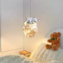 Simple moderne mignon enfants chambre lustres blanc ours lapin lampes bébé chambre fille garçon chambre chevet lustre lumières en verre