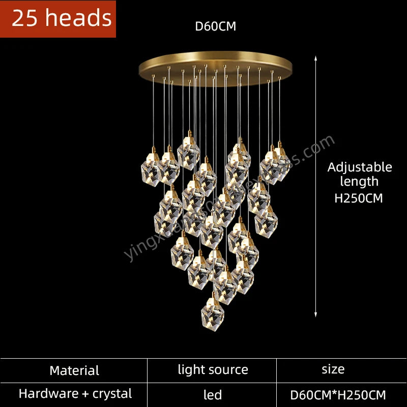 lustre en cristal suspendu pour un éclairage élégant et moderne - vue 13 sur 14