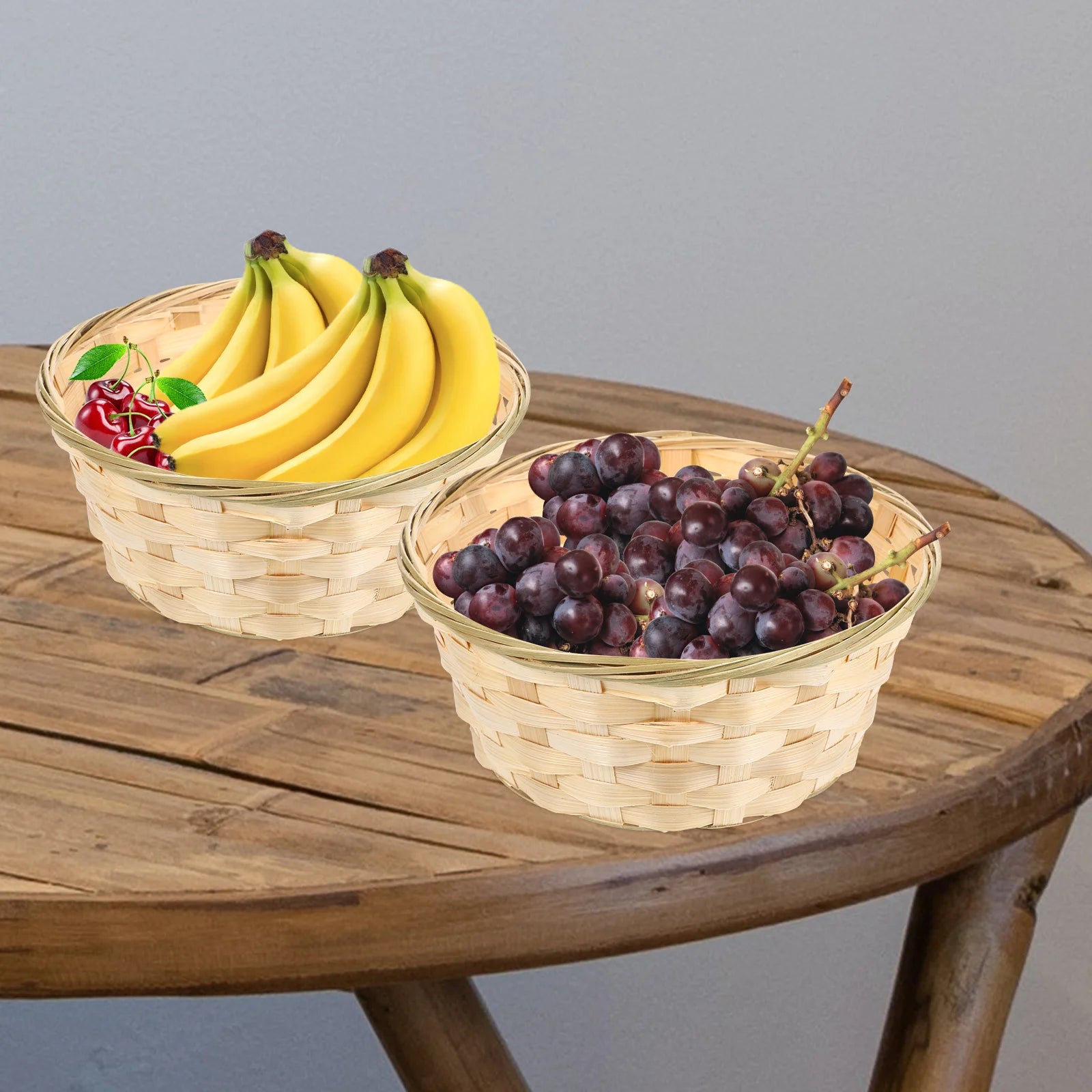 lot de 3 paniers en bambou pour fruits et rangement - vue 8 sur 7
