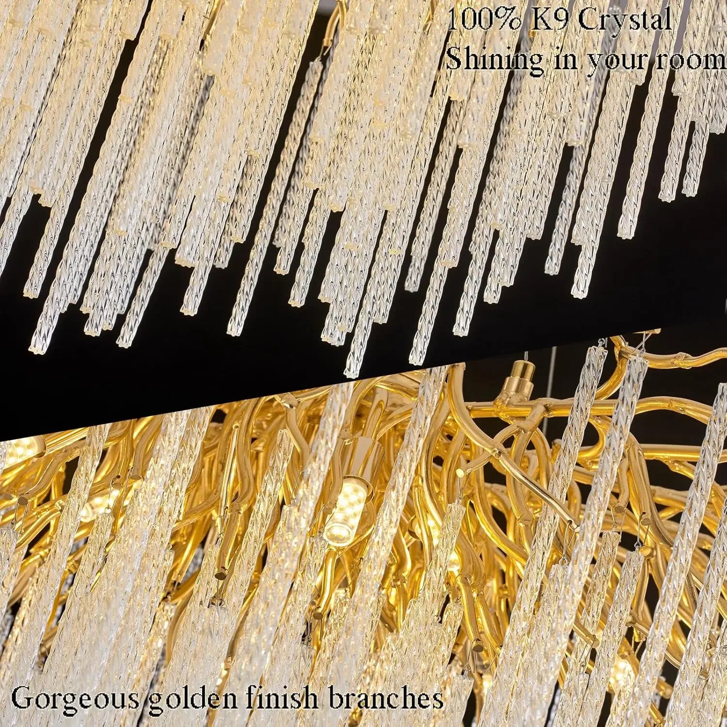 lustre suspendu en cristal doré design moderne pour intérieur élégant - vue 4 sur 9