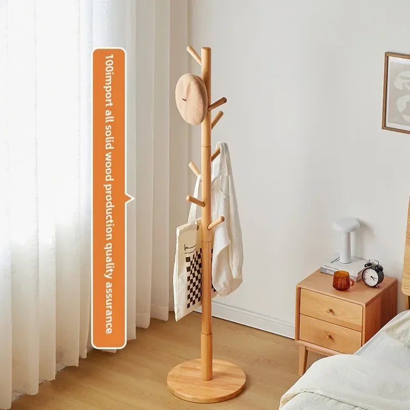 cintre en bois massif porte-manteau stable et étagère à sac - vue 3 sur 18