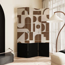 Folding and moving screen partitions into modern and minimalist living rooms, covering bedrooms