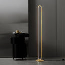 Minimalist copper LED floor lamp with 3 interchangeable Nordic decorations