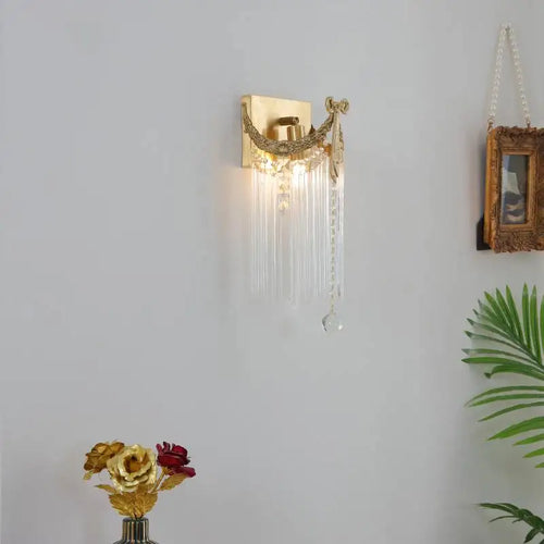 applique murale rétro en cristal et laiton vintage pour intérieur élégant - vue 3 sur 7
