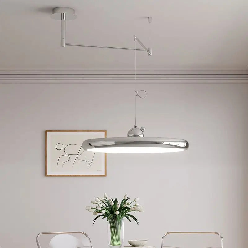 Suspension pliantes rétractables nordiques laiteux jaune argent suspension Restaurant Table à manger bureau lustre lampe 220V - vue 3 sur 10