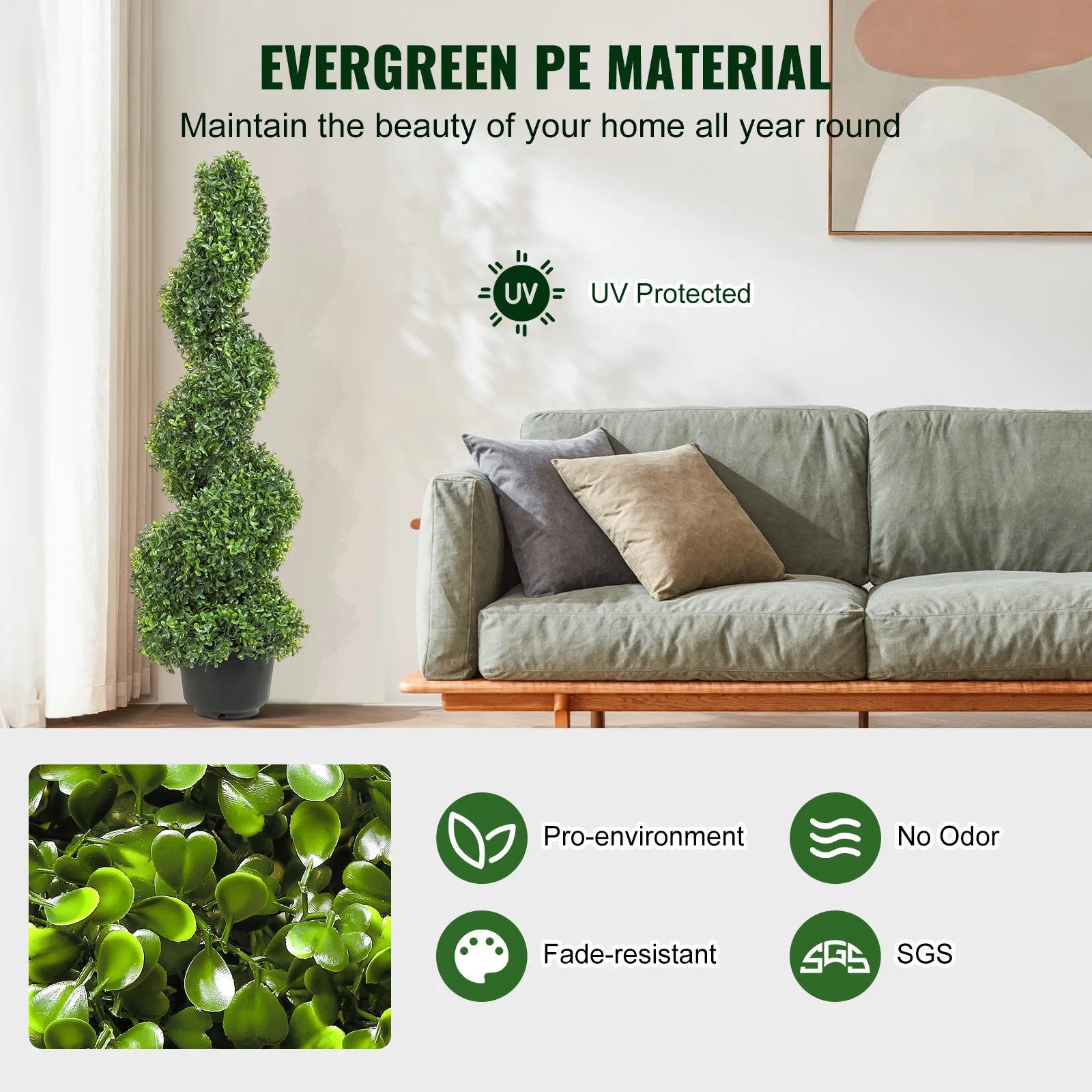 plante topiaire spirale décorative pour Noël en plastique artificiel - vue 5 sur 6