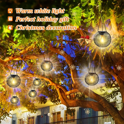 Solar Lantern Outdoor, Ortiny Upgraded Solar Lights for Outside Decorative Outdoor Hanging Lights Waterproof Solar Lanterns - vue 3 sur 6
