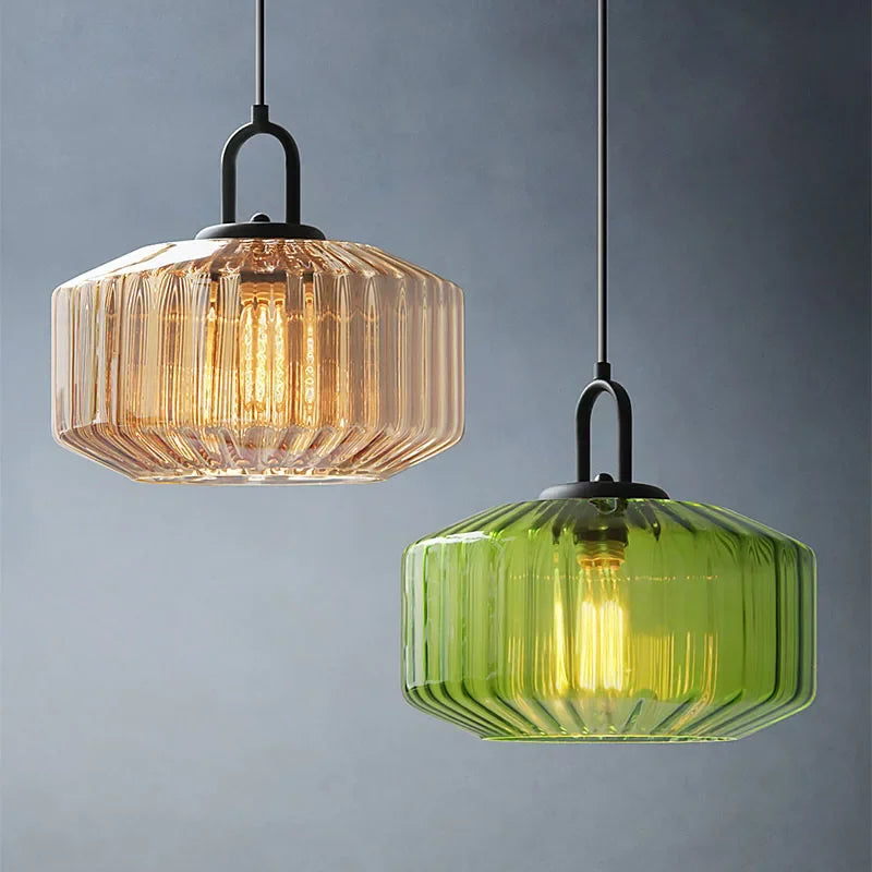 Suspension led nordique rétro en verre pour intérieur loft - vue 5 sur 9