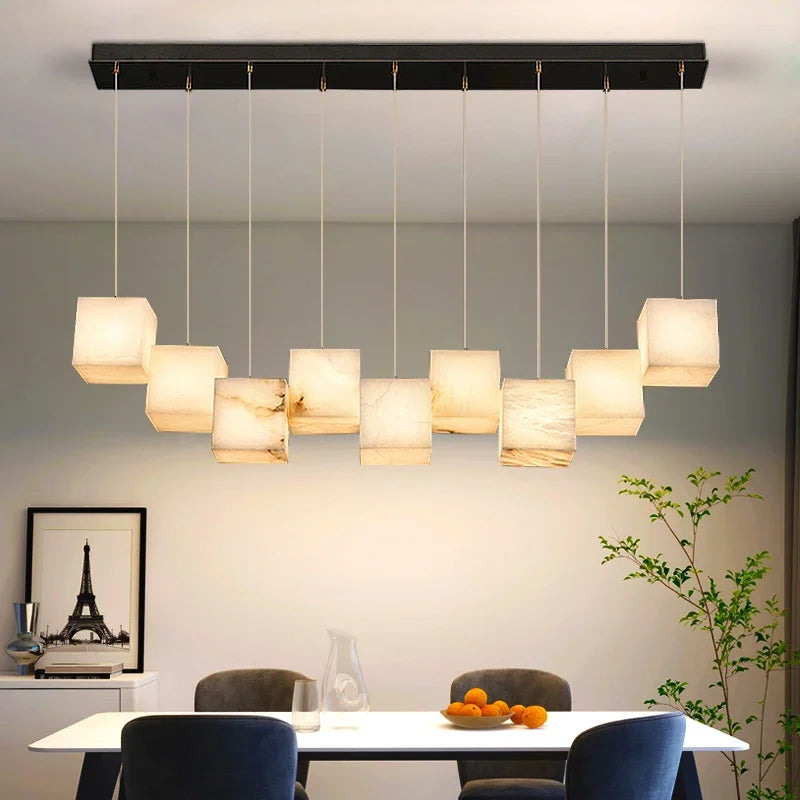 lustre en marbre espagnol style chinois minimaliste pour espace luxe - vue 3 sur 15