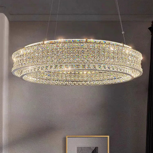 lustre moderne en cristal clair acier inoxydable intensité variable cordon réglable