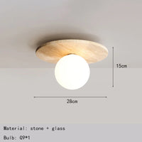 plafonnier rond en marbre simple pour restaurant allée pierre naturelle