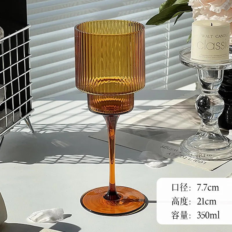 Verres à vin rayures style nordique 350 ml