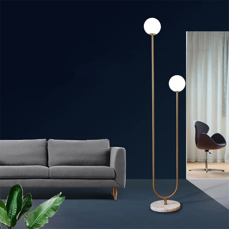 lampadaire led en verre laiteux nordique créatif vertical
