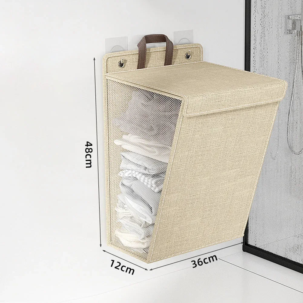 panier à linge adhésif pliable mural multifonctionnel pour vêtements - vue 8 sur 10