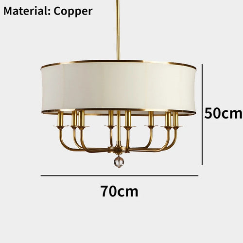 lustre Style américain tout cuivre Simple créatif tissu abat-jour - vue 9 sur 9