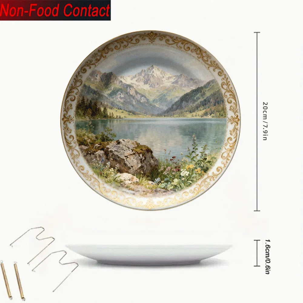 Assiette murale décorative céramique motif paysage élégant - vue 3 sur 5