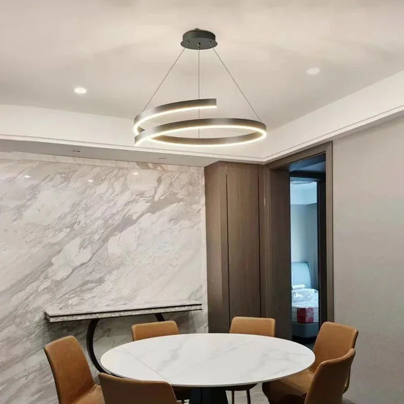 lustre spirale en aluminium led pour décoration maison - vue 4 sur 12