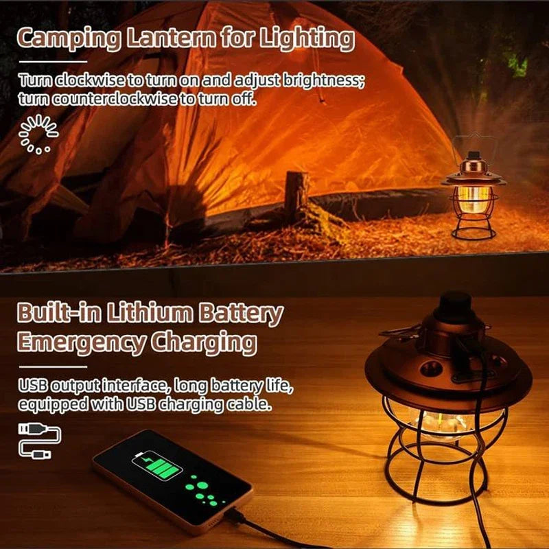 lanterne rétro vintage portable pour camping et jardin - vue 10 sur 9