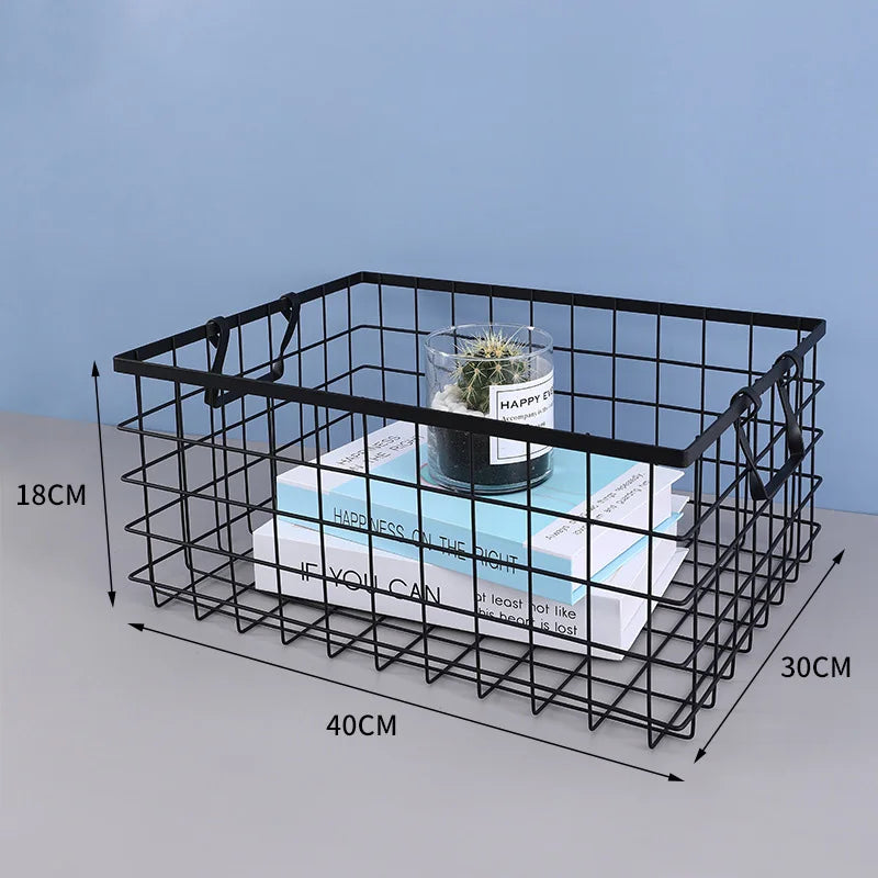 panier de rangement multifonctionnel en fer noir pour bureau - vue 6 sur 6