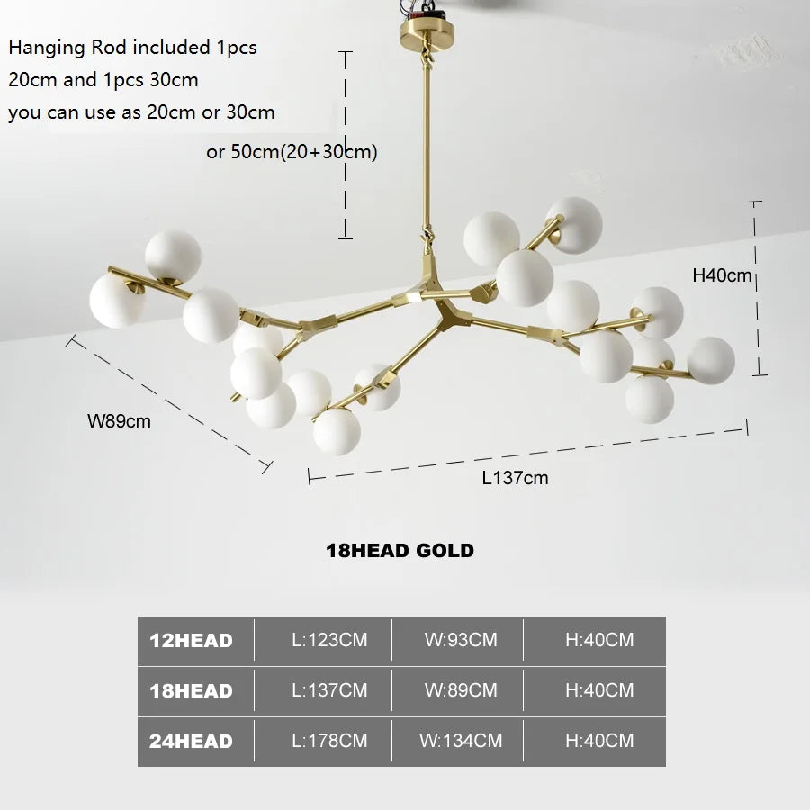 lustre moderne led créatif branche d'arbre moléculaire décorative - vue 7 sur 12