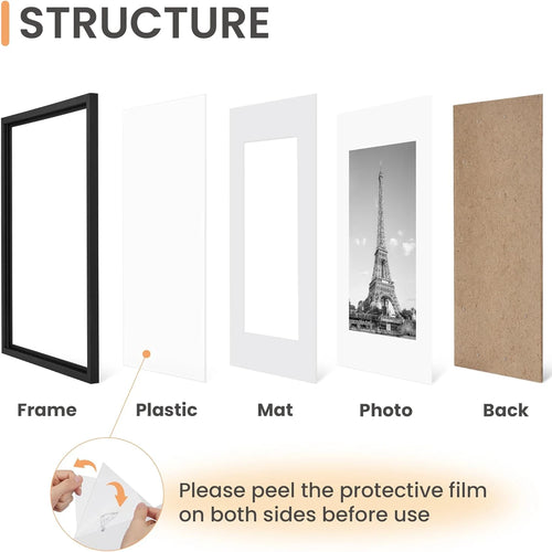 Versatile photo frames in different sizes, suitable for wall or table display, modern design, suitable for home (Black) - vue 4 sur 7