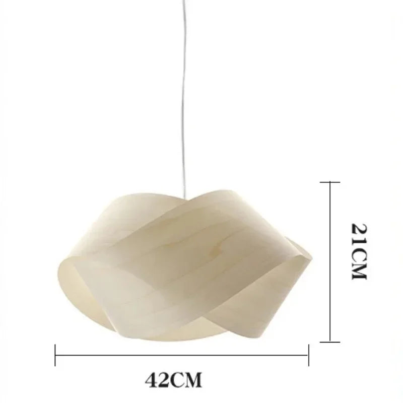 Vintage Chinese style bamboo and wood pendant LED light for bedroom, living room or dining table - vue 18 sur 19