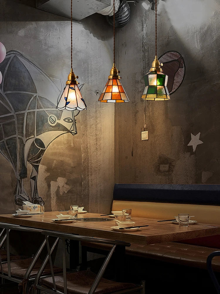 suspension vintage japonaise en bois et laiton pour décoration intérieure