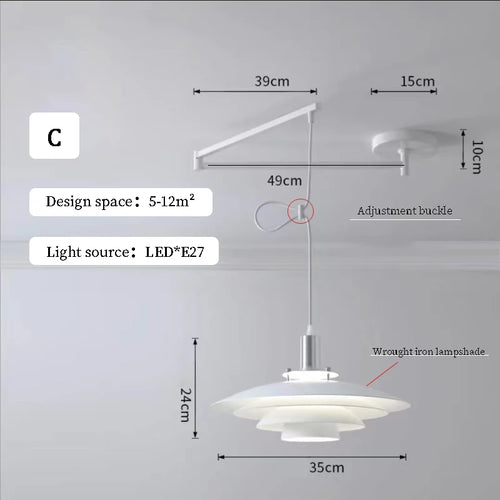 Lustres à bascule de Table à manger modernes LED peuvent être déplacés lampes à long poteau nordique Simple télescopique pliant lustre à bras Long - vue 12 sur 22