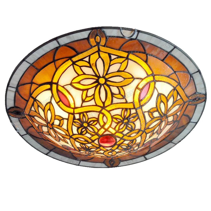 16 Inch European Twist Glass Ceiling Lamp Tiffany Style Bedroom Aisle Porch Balcony Lighting Antique LED Welding Art Lamp - vue 6 sur 6
