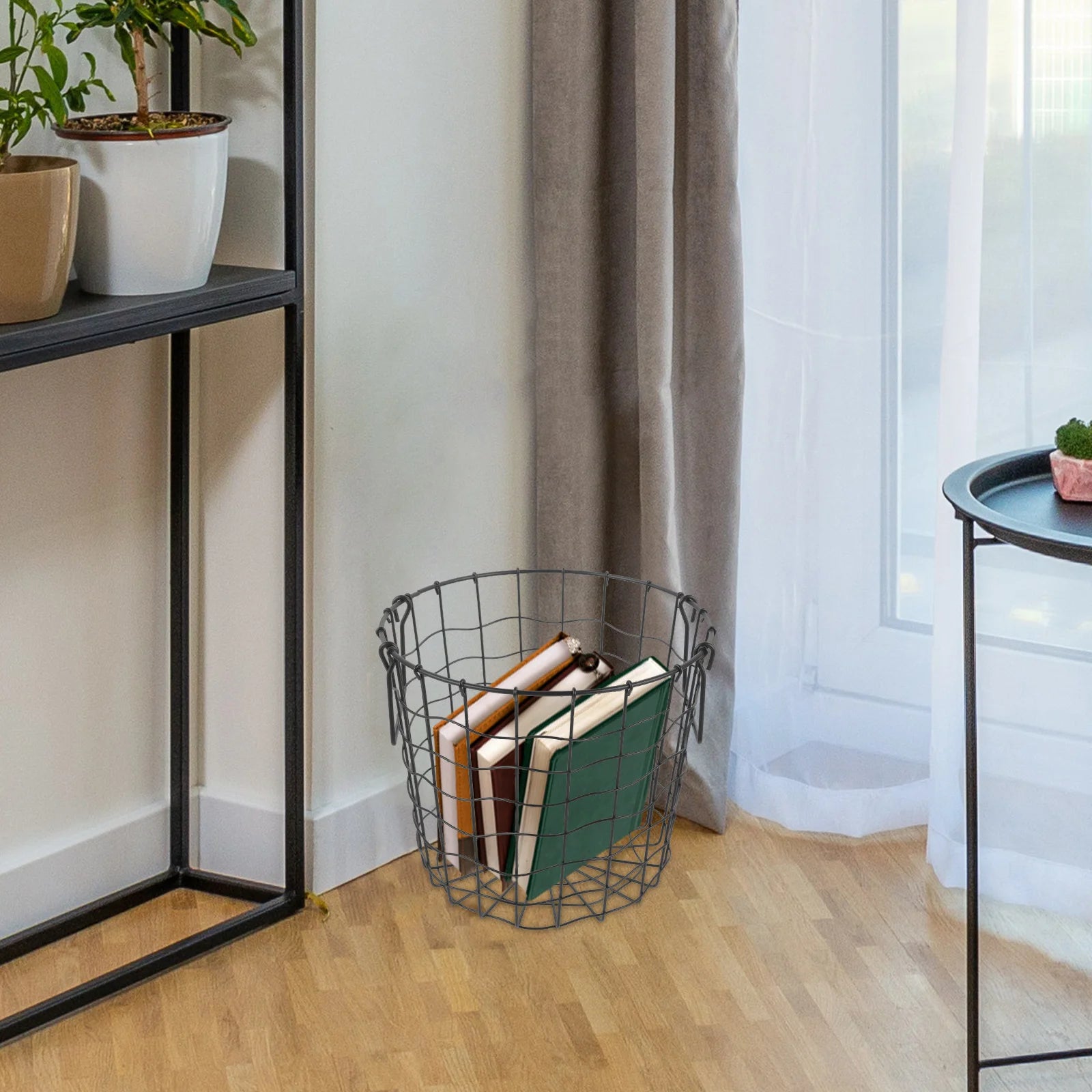 panier de rangement rond en fer pour bois de chauffage extérieur - vue 7 sur 6