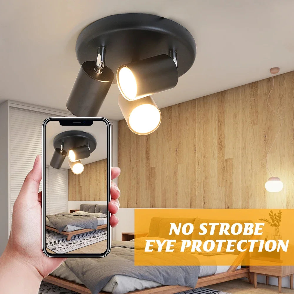 projecteur led de surface avec 3 lumières rotatives pour décoration moderne - vue 9 sur 8