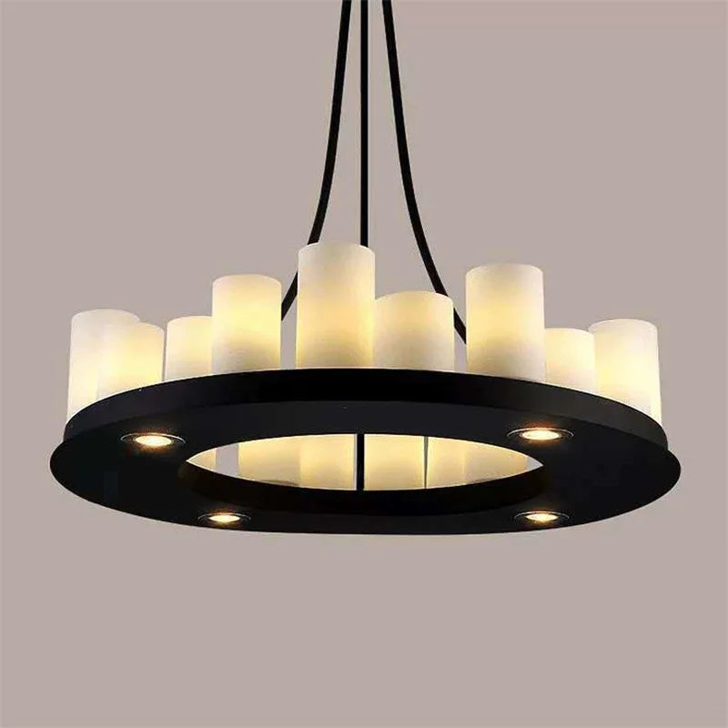 Vintage LED glass candle chandelier pendant for living room, dining, kitchen, restaurant - vue 6 sur 16