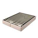 Upholstered Bed, Linen Fabric, without Headboard, Storage Bed, with Slatted Frame and 2 Storage Drawers, Beige, 140 x 200 cm