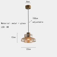 suspension en verre craquelé avec led et cordon réglable